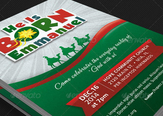 He Is Born Kids Christmas Flyer Template