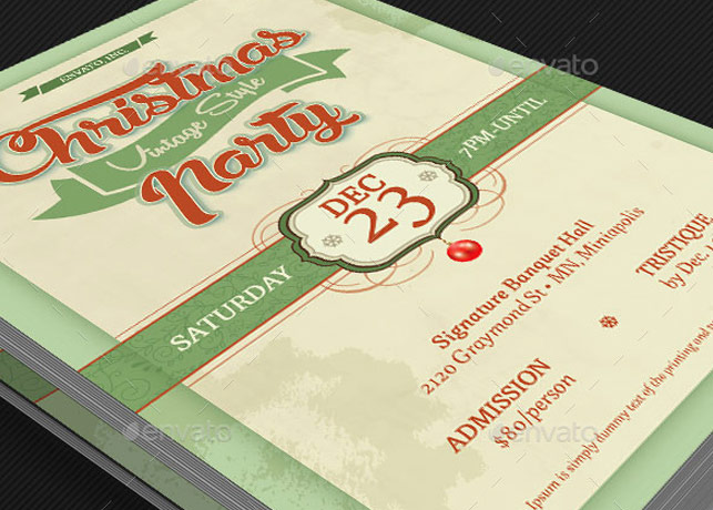 Vintage Christmas Party Flyer Template