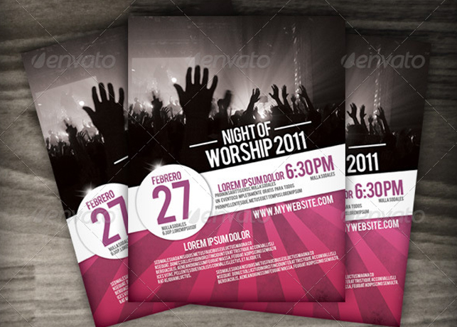 Night of Worship Church Flyer Template