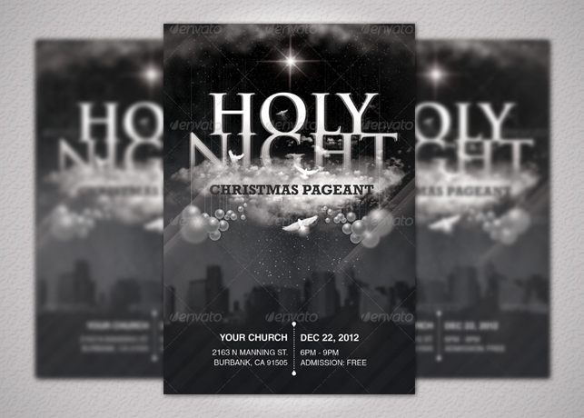 Holy Night Chirstmas Flyer and CD Label Template