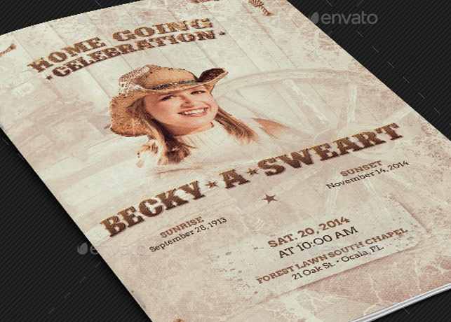 Cowgirl Funeral Program Template