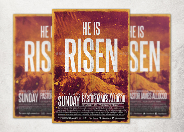 He Is Risen Church Flyer Template Inspiks Market 