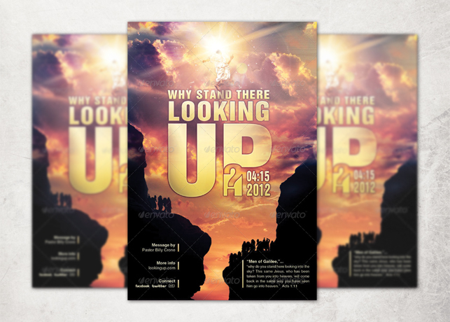 Why Stand There Looking Up? Church Flyer