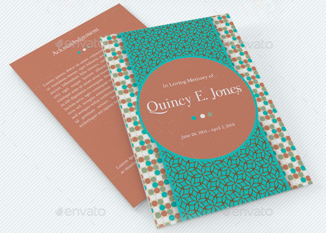 Turquoise A5 Funeral Program Template