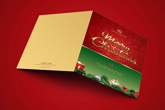 Red Green Christmas Greeting Card Template