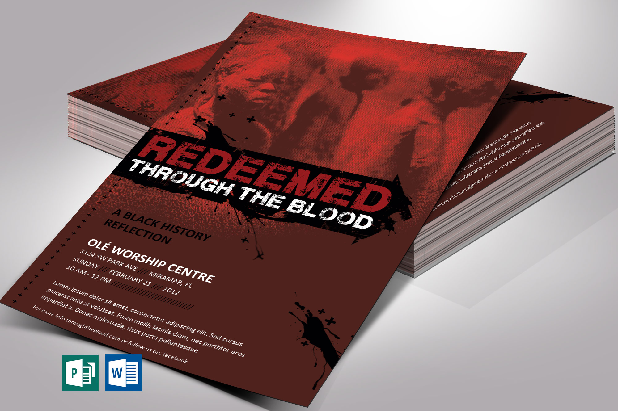 Red Black History Flyer Redeemed Word Publisher Template