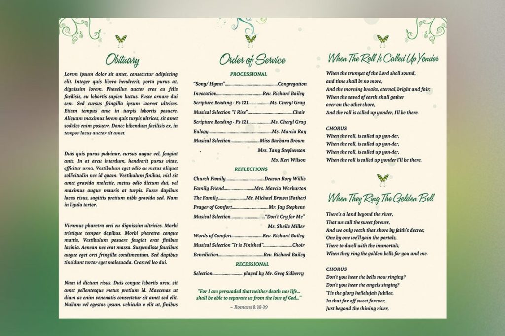 funeral program publisher template