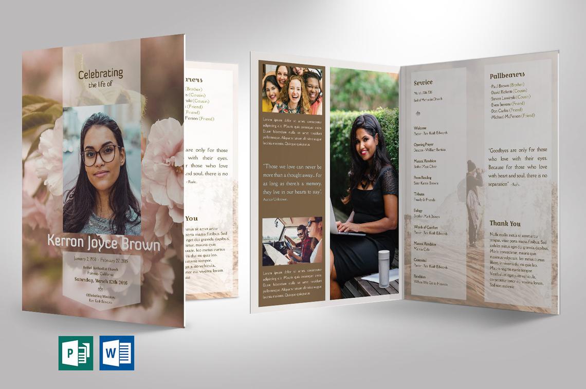 Adventure Funeral Program Large Word Publisher Template