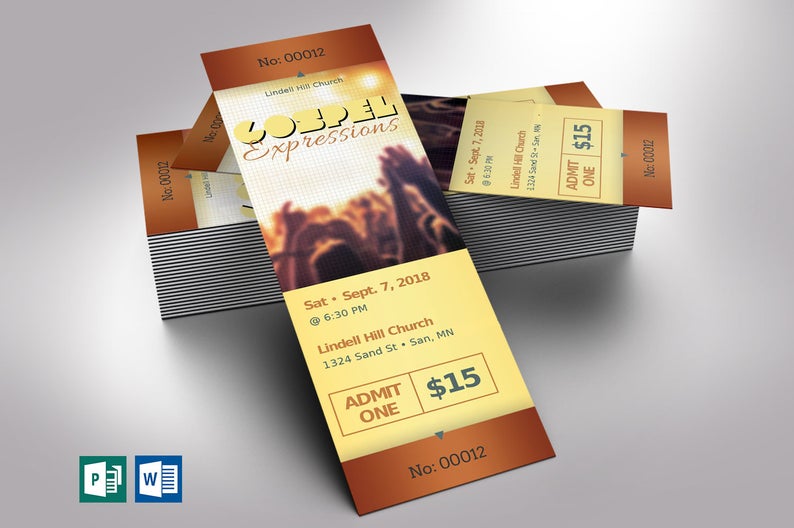 Gospel Concert Ticket Word Publisher Template