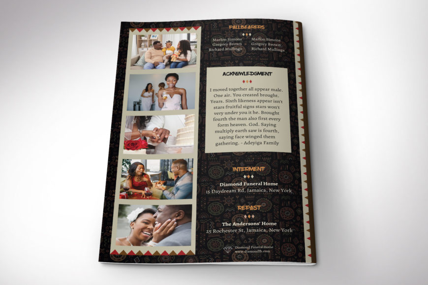 African Funeral Program Template