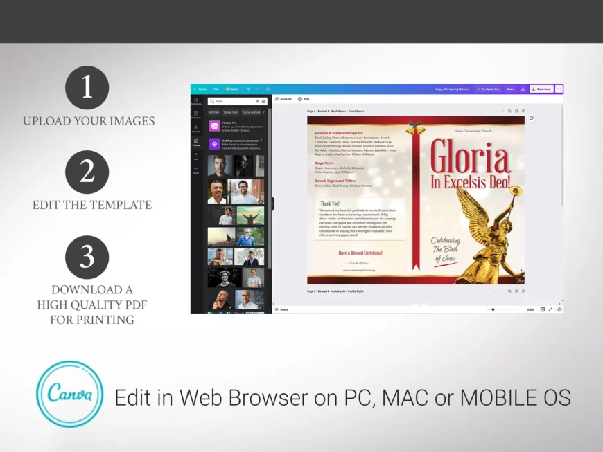 Gloria Christmas Program Template, Canva Template