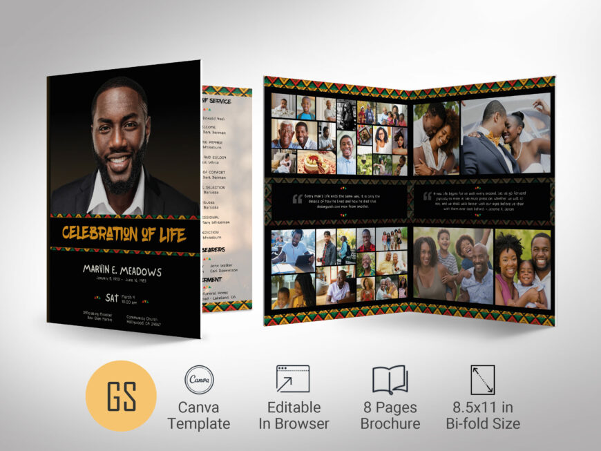 African Tabloid Funeral Program Template