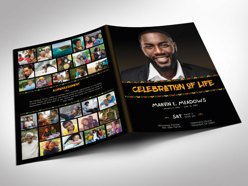 African Tabloid Funeral Program Template