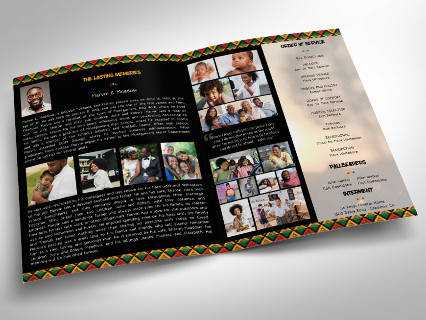 African Tabloid Funeral Program Template