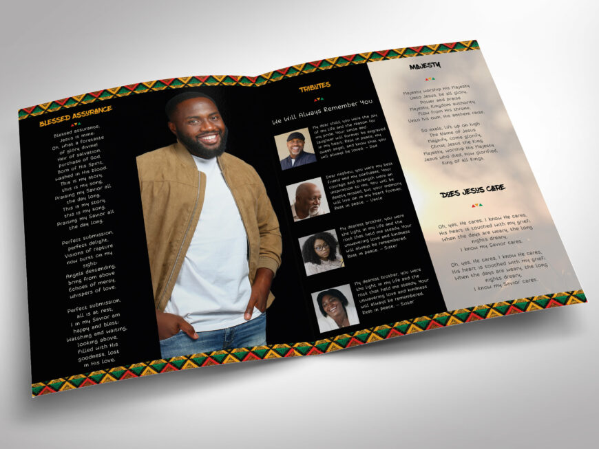 African Tabloid Funeral Program Template