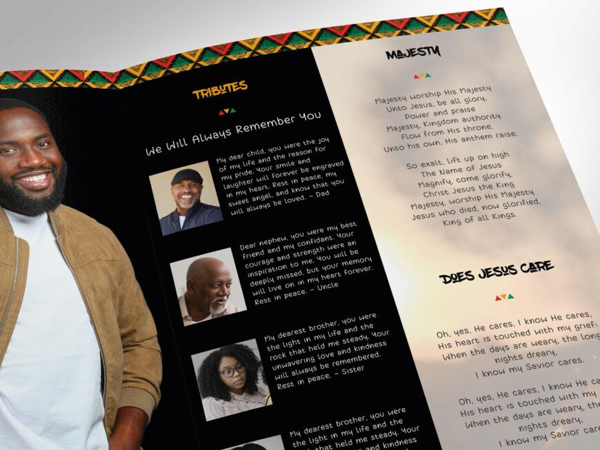 African Tabloid Funeral Program Template