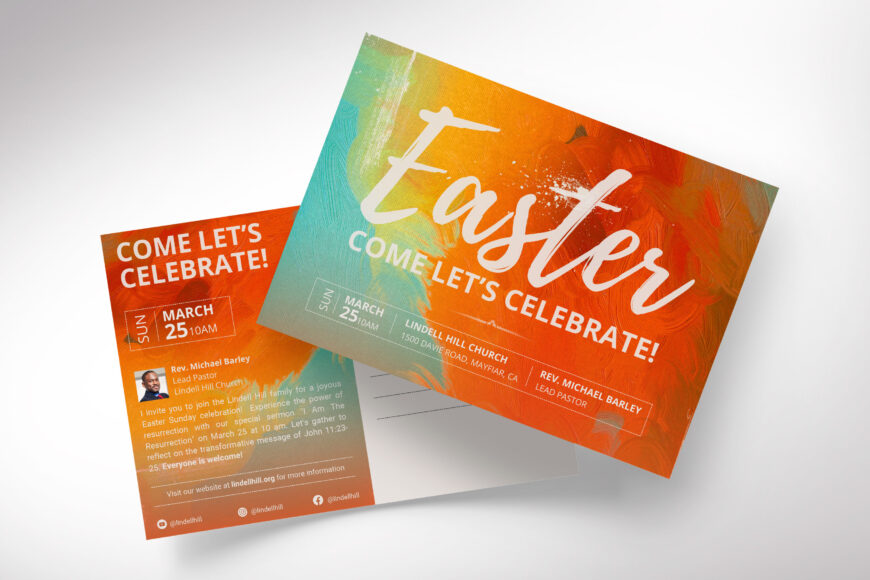 Easter Sunday Church Postcard Template