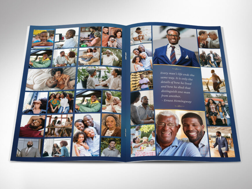 Blue Paradise Funeral Program Template, 8-Page