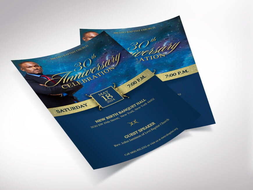 Church Anniversary Banquet Flyer Template for Canva