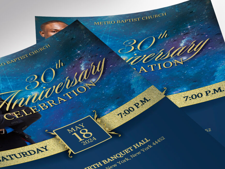 Church Anniversary Banquet Flyer Template for Canva