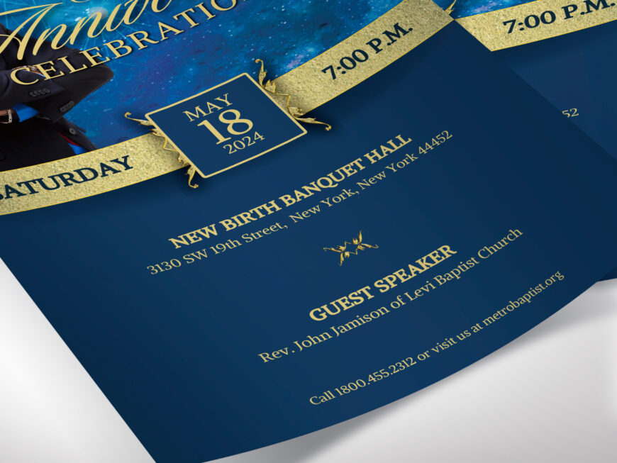 Church Anniversary Banquet Flyer Template for Canva