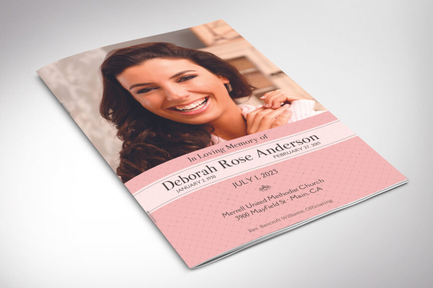 Glamour Funeral Program Template for Canva