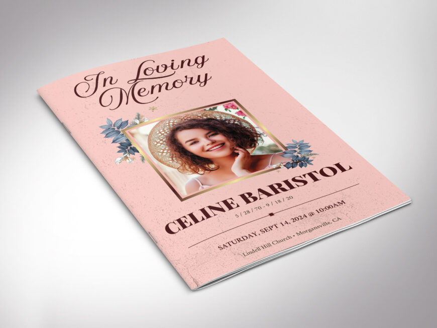 Floral Funeral Program Template, Canva, 8 Pages