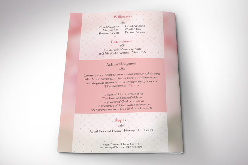 Glamour Funeral Program Template for Canva