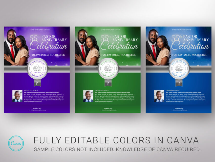 Souvenir Book Pastor Anniversary Template for Canva